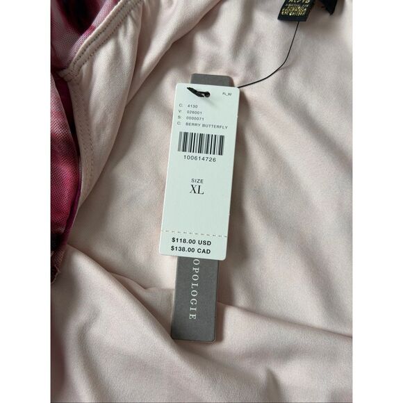 NEW Anthropologie AFRM Zamora Off The Shoulder Mesh MIDI Dress XL Berry Butterfl - Picture 7 of 10